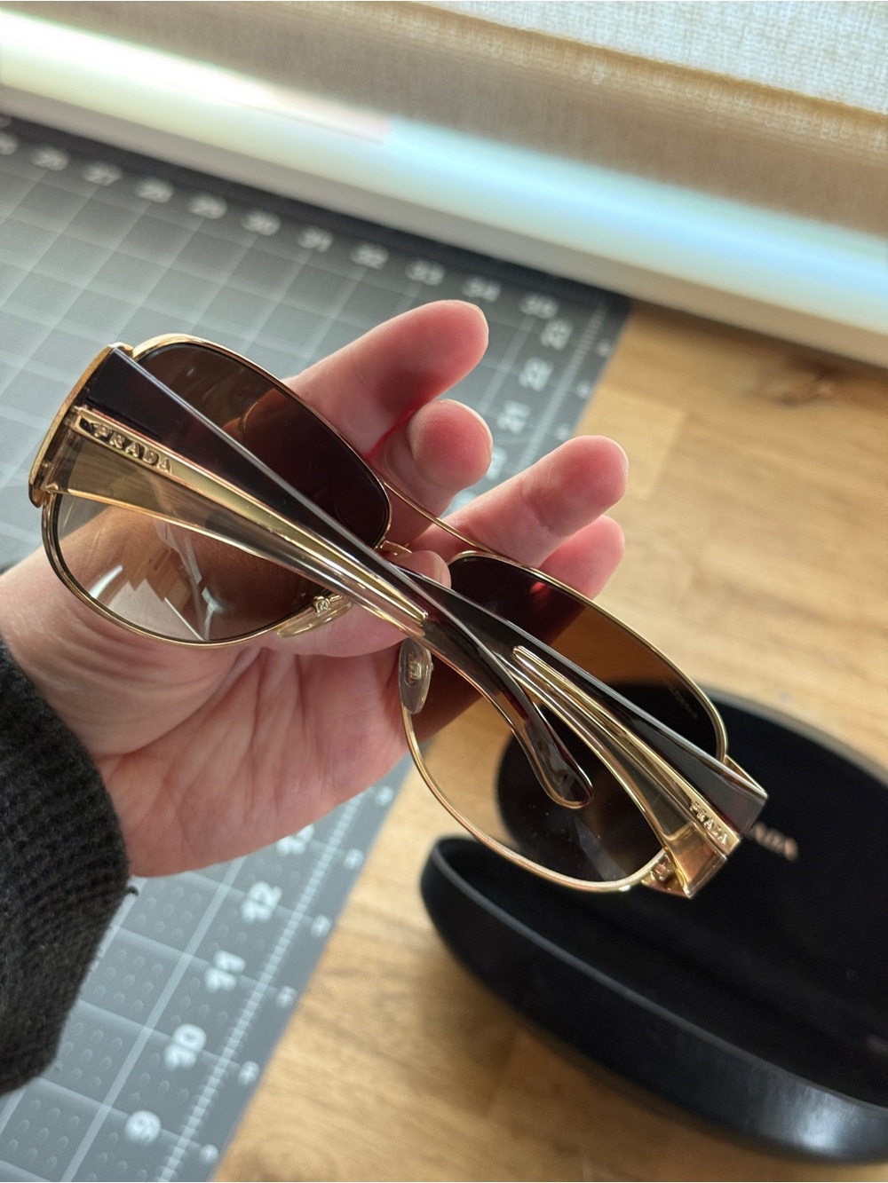 Vintage Prada Oversized Aviator Wrap Sunglasses - Picture 3 of 9